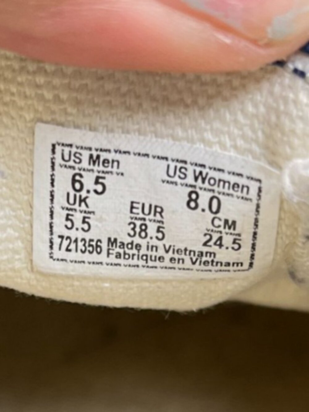 Vans Classic Slip-On Womens Size 8 Blue White Athletic Skateboard Shoes Sneakers - Picture 11 of 12